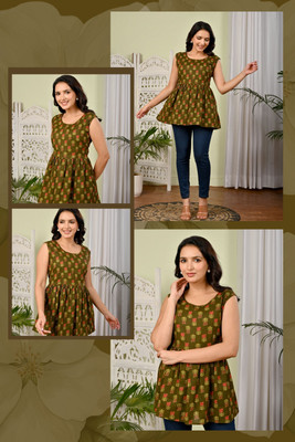 NG CREATION Casual Floral Print Women Green, Pink Top