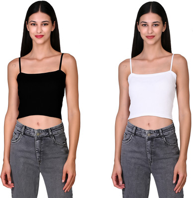 MIXFIT Casual Solid Women White, Black Top