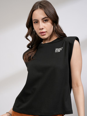 Tokyo Talkies Casual Solid Women Black Top