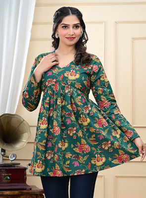 MEWEAR Casual Printed Women Green Top