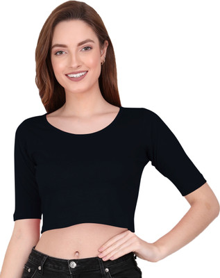 THE BLAZZE Casual Solid Women Black Top