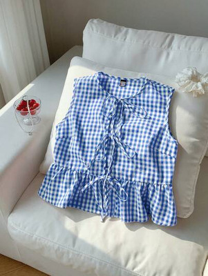 HETANSH CREATION Casual Checkered Women Blue Top