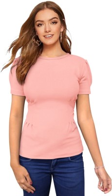 T Zone Trading Co. Casual Solid Women Pink Top