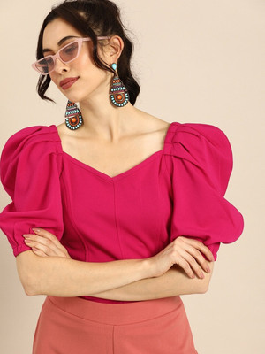 SAKSHI TRADER Party Solid Women Pink Top