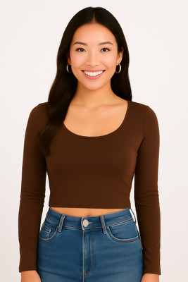 SUGARCANNE Casual Solid Women Brown Top