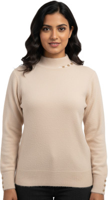 Kriti Solid Round Neck Casual Women White Sweater