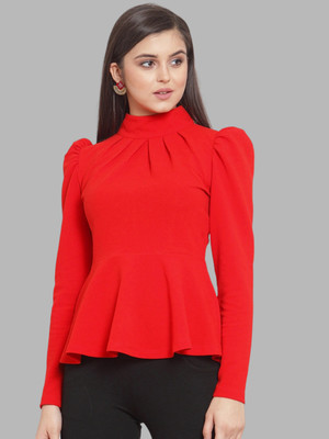 Maheshvi Casual Solid Women Red Top