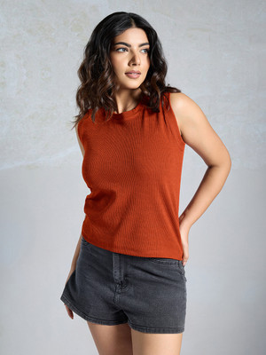 EKASYA Casual Self Design Women Maroon Top