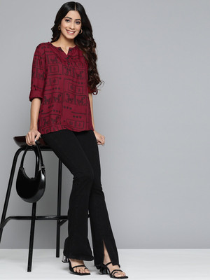Krishna Creation collation Casual Printed Women Red Top