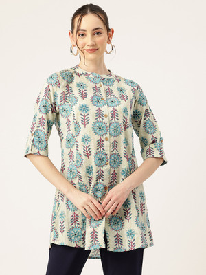 Feranoid Retail Casual Floral Print Women White Top