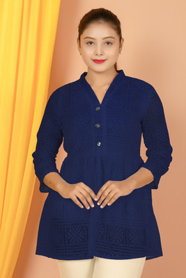 STYLEANDSTAYLE Casual Solid Women Dark Blue Top