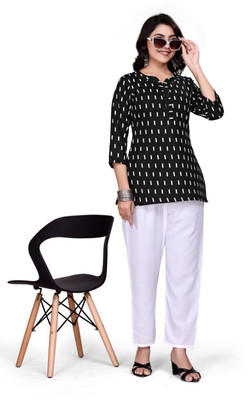 Oneclickshopping Party Printed Women Black Top