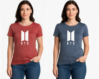 Blueribon Casual Solid, Printed Women Red, Blue Top