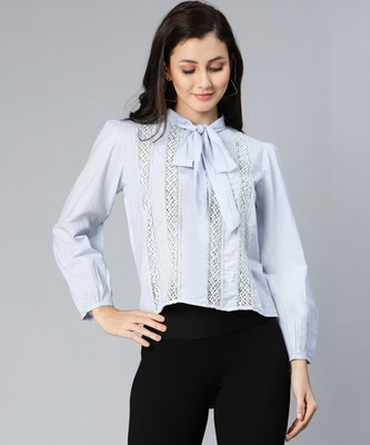OXOLLOXO Casual Self Design Women Blue Top