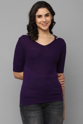 Allen Solly Casual Solid Women Purple Top