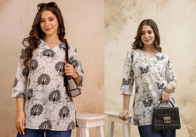 CHAHATFAB Casual Printed Women Multicolor Top