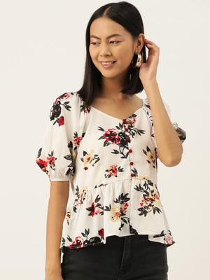 Moda Rapido Party Floral Print Women Multicolor Top