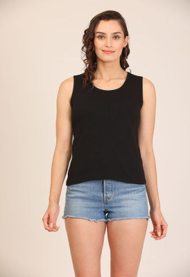 BG ONLINE Casual Solid Women Black Top