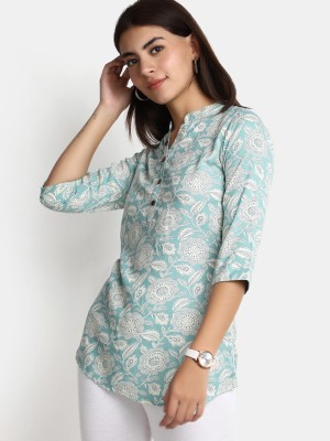 V-MART Casual Printed Women Light Blue, Grey, White Top