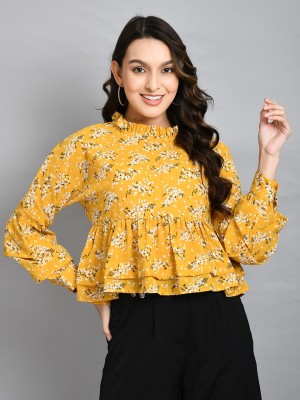 PRETTY LOVING THING Casual Printed Women Yellow Top