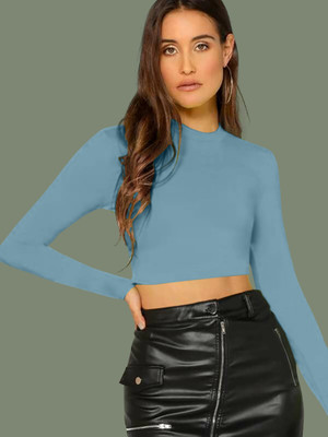 NAVYANKAA Casual Solid Women Blue Top