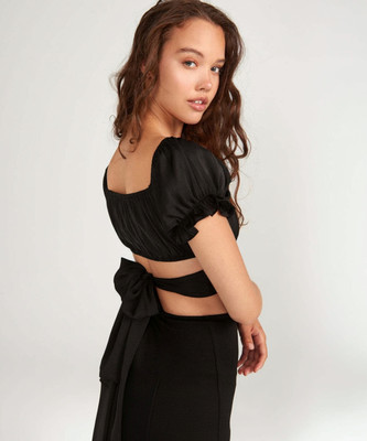 NewlookAs Casual Solid Women Black Top