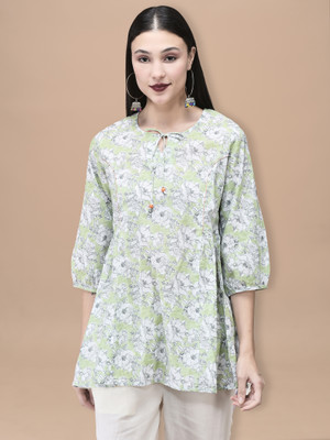 SHREE - SHE IS SPECIAL Casual Floral Print Women Green, White Top