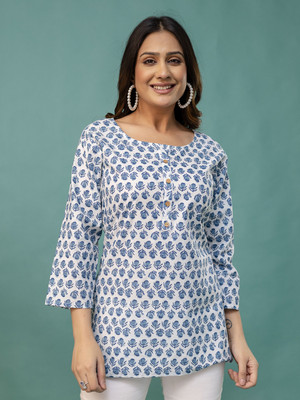 Feranoid Retail Casual Printed Women Blue Top