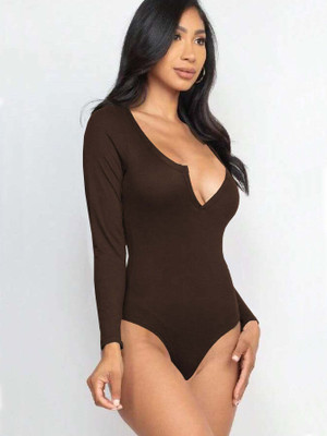 OUTZIDR Casual Solid Women Brown Top