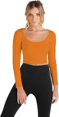 THE BLAZZE Casual Solid Women Orange Top