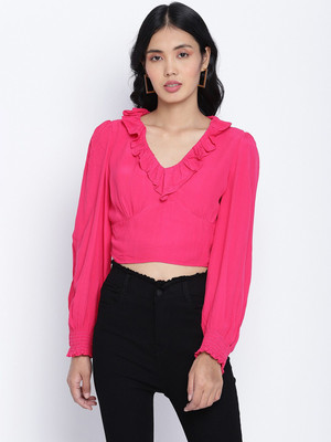 OXOLLOXO Casual Printed Women Pink Top