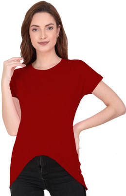 THE BLAZZE Casual Solid Women Maroon Top