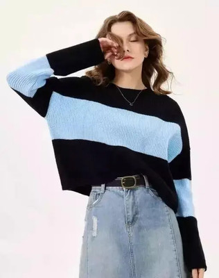 KOTY Casual Color Block Women Black Top