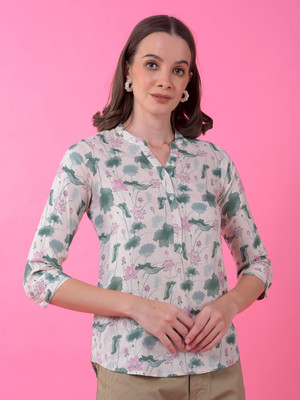 CRIMSOUNE CLUB Casual Printed Women Green Top