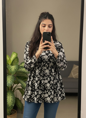 irtiqa Formal Printed Women Black Top