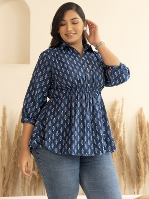 Janasya Casual Printed Women Dark Blue, White, Maroon Top