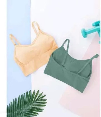 Vihrik No Women Everyday Lightly Padded Bra(Green, Beige)