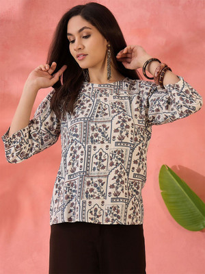 Sangria Casual Printed Women Blue Top
