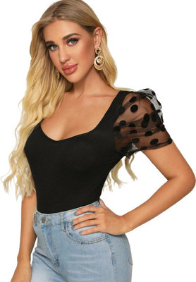 Arbiter Collection Casual Self Design Women Black Top