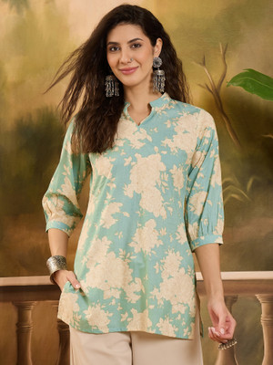 Sangria Casual Printed Women Light Green Top