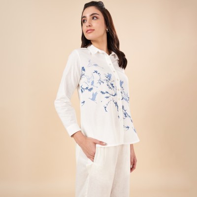 Akkriti by Pantaloons Casual Printed Women White Top