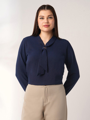 Globus Formal Solid Women Blue Top
