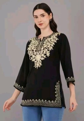 Naaz Clothing Casual Embroidered Women Black Top