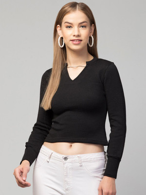 CHEMISTRY Casual Solid Women Black Top