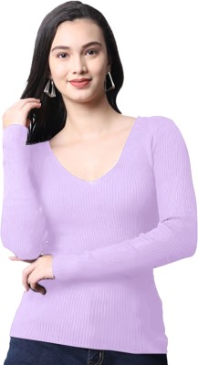 MOLASUS Casual Solid Women Purple Top