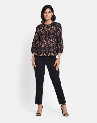 Fabindia Casual Printed Women Black Top