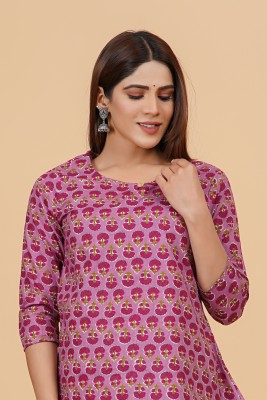 COTTON MULMUL STORE Casual Printed Women Purple Top