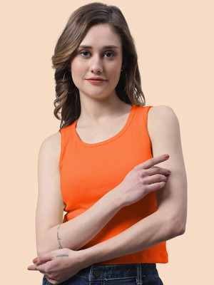 FBAR Casual Solid Women Orange Top