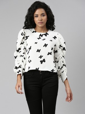 Showoff Casual Printed Women White Top