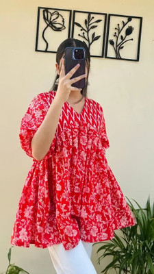 Ankita Fashion Collection Casual Printed Women Red Top